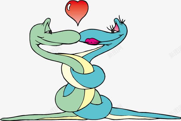 卡通接吻蛇png免抠素材_新图网 https://ixintu.com 接吻 接吻图 爱心 蛇 蛇矢量