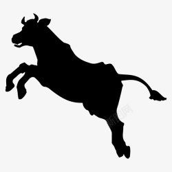 有角的动物跃起的牛跳动的牛牛剪影矢量图高清图片