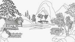 s8海报中国山水海报元素8高清图片