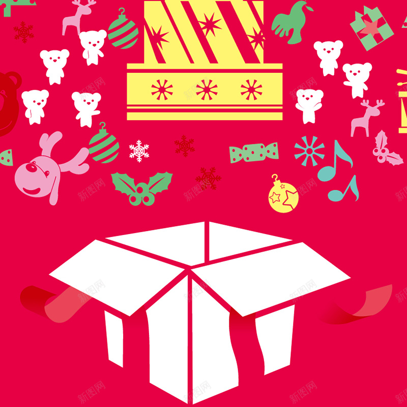 圣诞节圣诞装饰物枚红色背景图jpg设计背景_新图网 https://ixintu.com 枚红色 圣诞节 装饰球 麋鹿 小熊 音符 礼物盒 雪花 快乐 幸福 开心 激情 狂欢