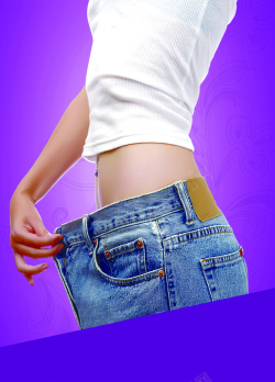 牛仔裤创意蓝色牛仔裤女人瘦身海报背景高清图片