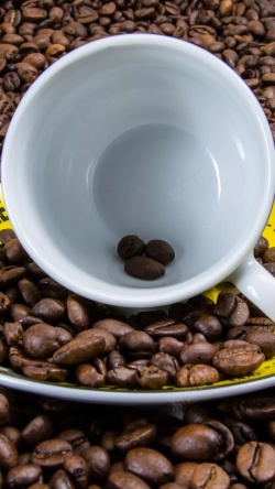 咖啡豆装饰画5咖啡豆杯子质感摄影H5背景高清图片