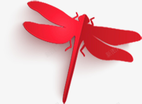 蜻蜓png免抠素材_新图网 https://ixintu.com 剪纸蜻蜓红色节日