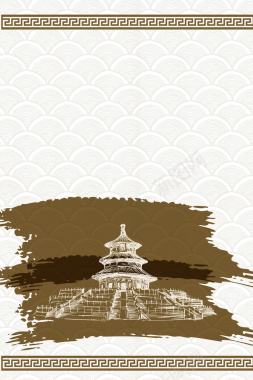 矢量手绘中国传统建筑城楼背景背景