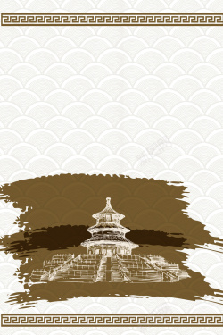 建筑遗迹矢量手绘中国传统建筑城楼背景高清图片