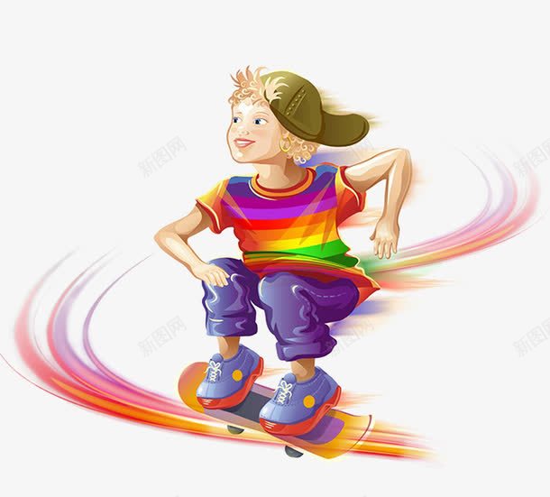 滑板小男孩png免抠素材_新图网 https://ixintu.com 卡通滑板 滑板 滑板男孩 特殊才艺 街头表演 轮滑