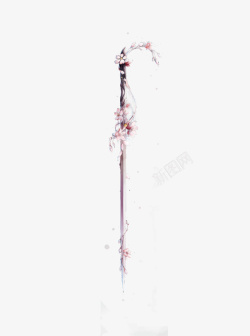 梅花枝手绘古风花枝绕剑手绘元素高清图片