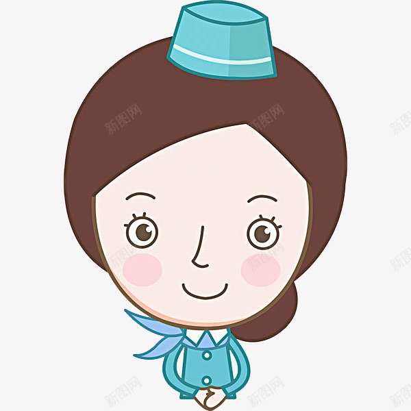 漂亮的女人png免抠素材_新图网 https://ixintu.com 卡通 女人 庄重的 漂亮的 空姐 简笔 蓝色的