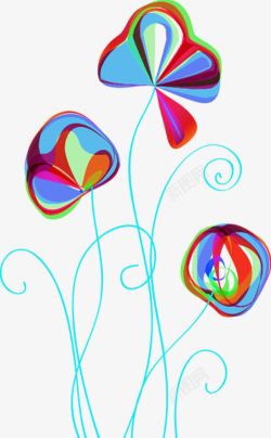 创意扁平手绘花卉质感形状素材