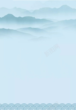 蓝色清新中国风海报背景设计背景