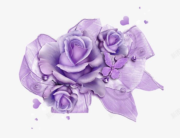 紫色玫瑰花png免抠素材_新图网 https://ixintu.com 手绘 漂浮 玫瑰花 紫色 装饰 鲜花
