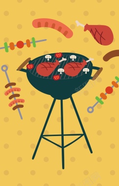 烧烤架上的鸡腿背景矢量图背景