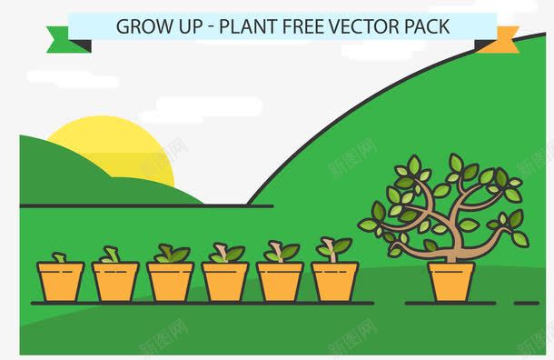树苗成长过程矢量图ai免抠素材_新图网 https://ixintu.com 树叶 树苗 绿色 矢量图