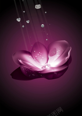 紫色花卉钻石海报背景背景