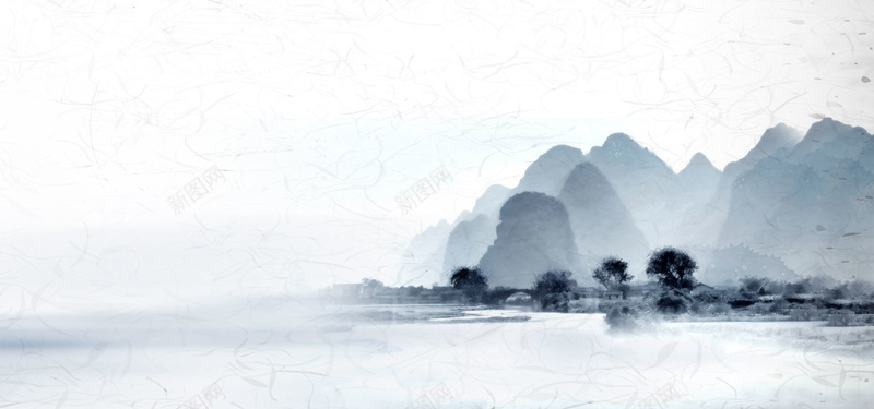 中国风山水画海报背景背景