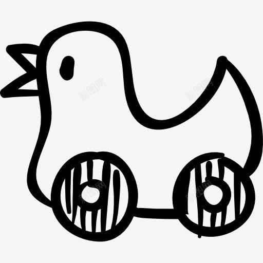 鸭手绘轮子的玩具图标png_新图网 https://ixintu.com 动物 手绘 玩具 车轮 鸭子