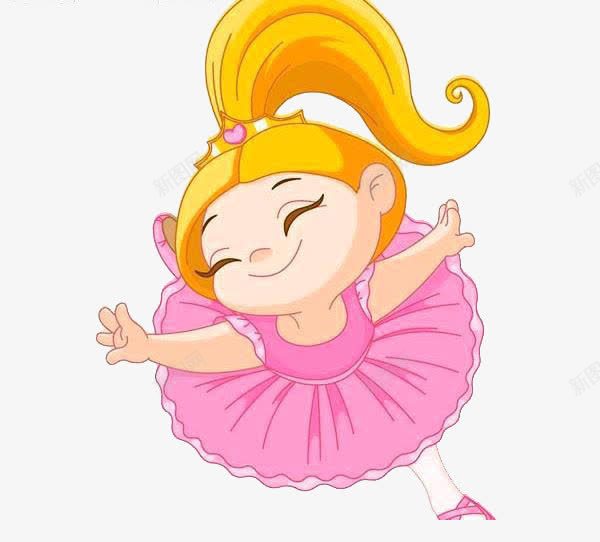 跳舞的女孩png免抠素材_新图网 https://ixintu.com 卡通 粉色群子 黄头发