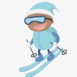 蓝色滑雪的人物素材