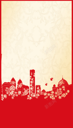 简洁建筑建筑剪纸背景高清图片