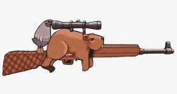 褐色老鼠卡通手枪高清图片
