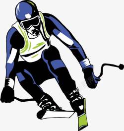 运动点球油彩手绘滑雪高清图片