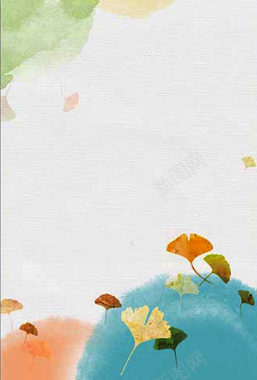 手绘秋季银杏叶子插图背景