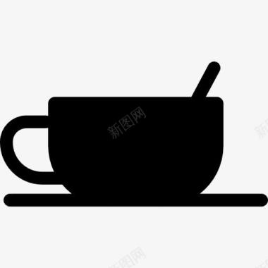 一杯咖啡用勺子图标图标