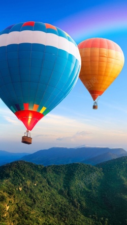 采光五彩斑斓热气球H5背景高清图片