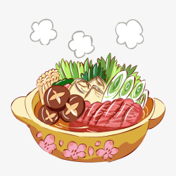 子母锅火锅素材一起吃火锅蔬菜高清图片