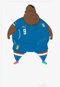 蓝色肥胖足球员素材