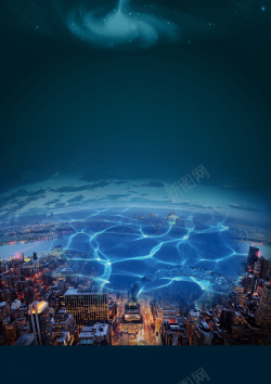 海洋广告设计蓝色海岸城市广告背景高清图片