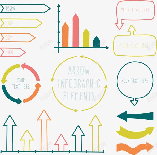 手绘图表矢量图ai免抠素材_新图网 https://ixintu.com 图表 手绘 箭头 矢量图