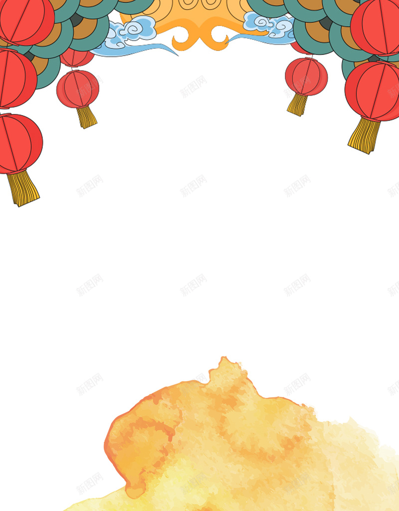 元旦新春新年H5背景jpg设计背景_新图网 https://ixintu.com 元旦 新春 春节 水彩 彩色 H5背景 灯笼 中国风 白色 H5 h5 过年