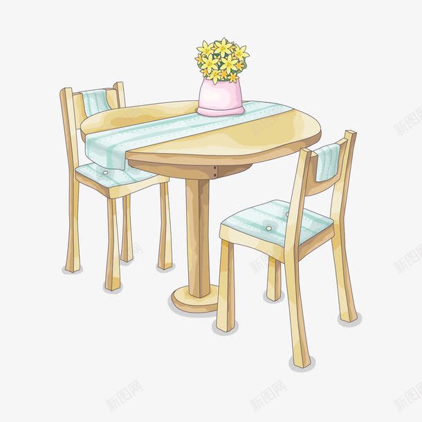 餐桌蓝色布png免抠素材_新图网 https://ixintu.com 盆花 蓝色布 餐桌 餐桌布 餐桌椅