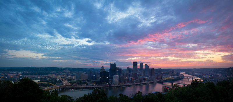 夕阳城市海报素材背景