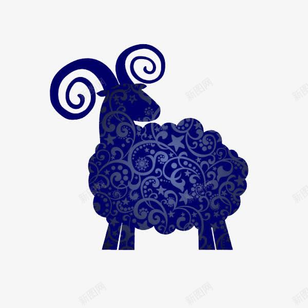 羊png免抠素材_新图网 https://ixintu.com 剪影 动物 卡通 绵羊 蓝色