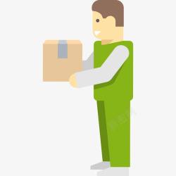 递交货物物流绿色人物送货员递交货物图标高清图片