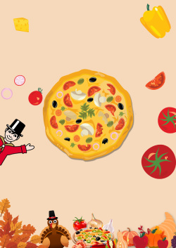 烤肉展板披萨小清新卡通海报高清图片