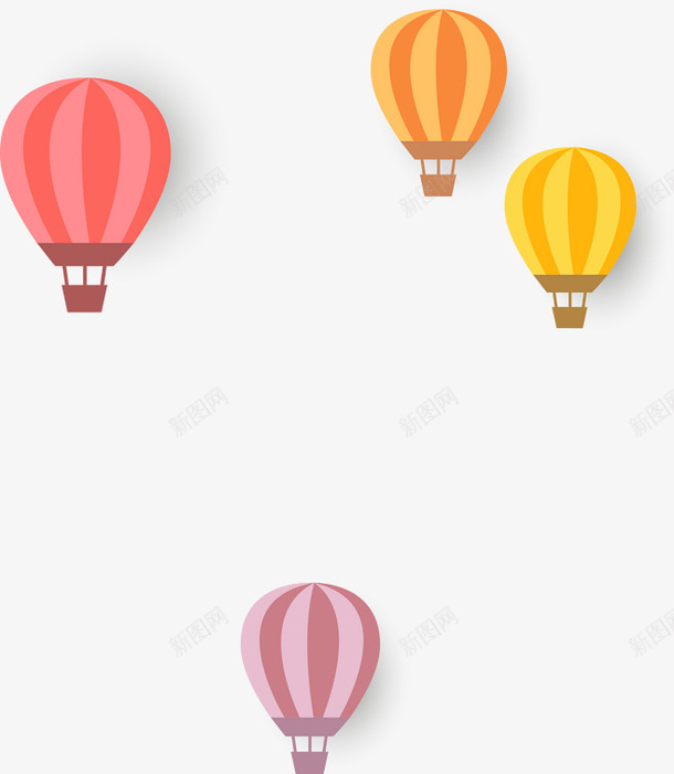 手绘多色热气球png免抠素材_新图网 https://ixintu.com 手绘 气球 热气球 空气球 素材