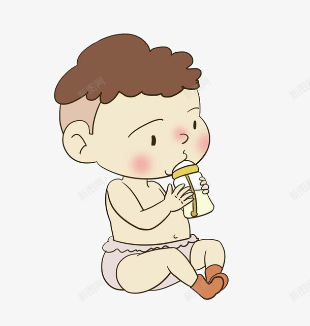 手绘吃奶的小孩png免抠素材_新图网 https://ixintu.com 吃奶的小孩 小孩 手绘 手绘画
