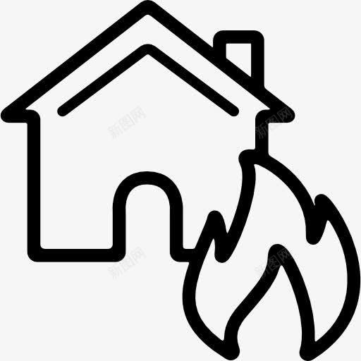 着火的房子图标png_新图网 https://ixintu.com 家居 建筑 房子 房子起火 火 燃烧