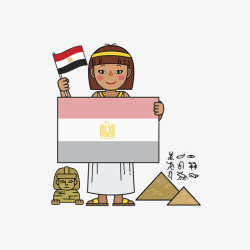 拿埃及国旗的女孩素材