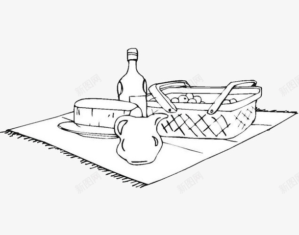 简笔画野餐食物图案图标png_新图网 https://ixintu.com 图案 效果图案 简笔画 简笔画食物 简约风格 装饰 野餐 食物