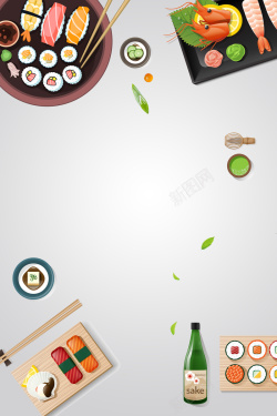 生鱼展板日式美食寿司海报展板背景高清图片