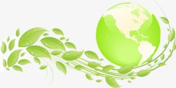 绿色地球和叶子素材