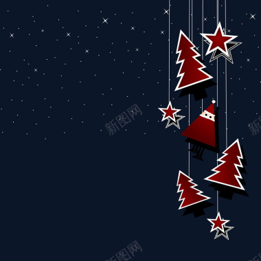 圣诞树星星装饰蓝色背景背景