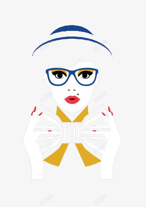 戴眼镜的女人png免抠素材_新图网 https://ixintu.com 女人 帽子 眼睛 蝴蝶结