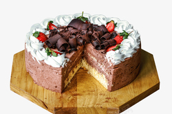 水果味蛋糕巧克力水果木托蛋糕高清图片