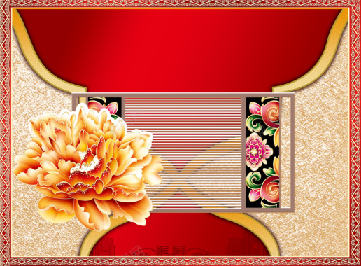中式大气奢华春节礼盒海报背景素材背景