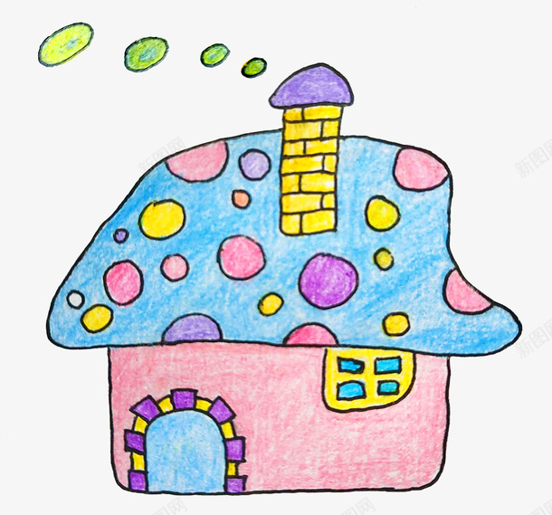 创意手绘卡通蘑菇房子png免抠素材_新图网 https://ixintu.com 儿童素材 卡通房子 卡通素材 手绘房子